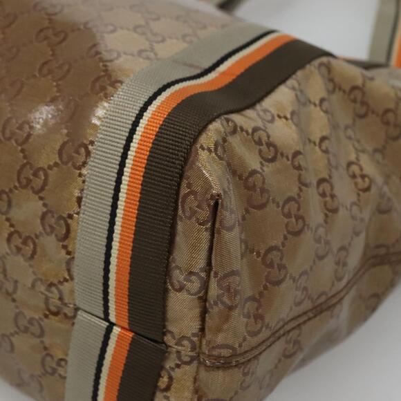 GUCCI GG Crystal Sherry Line Tote Bag Coated Canvas Brown - Picture 10 of 16